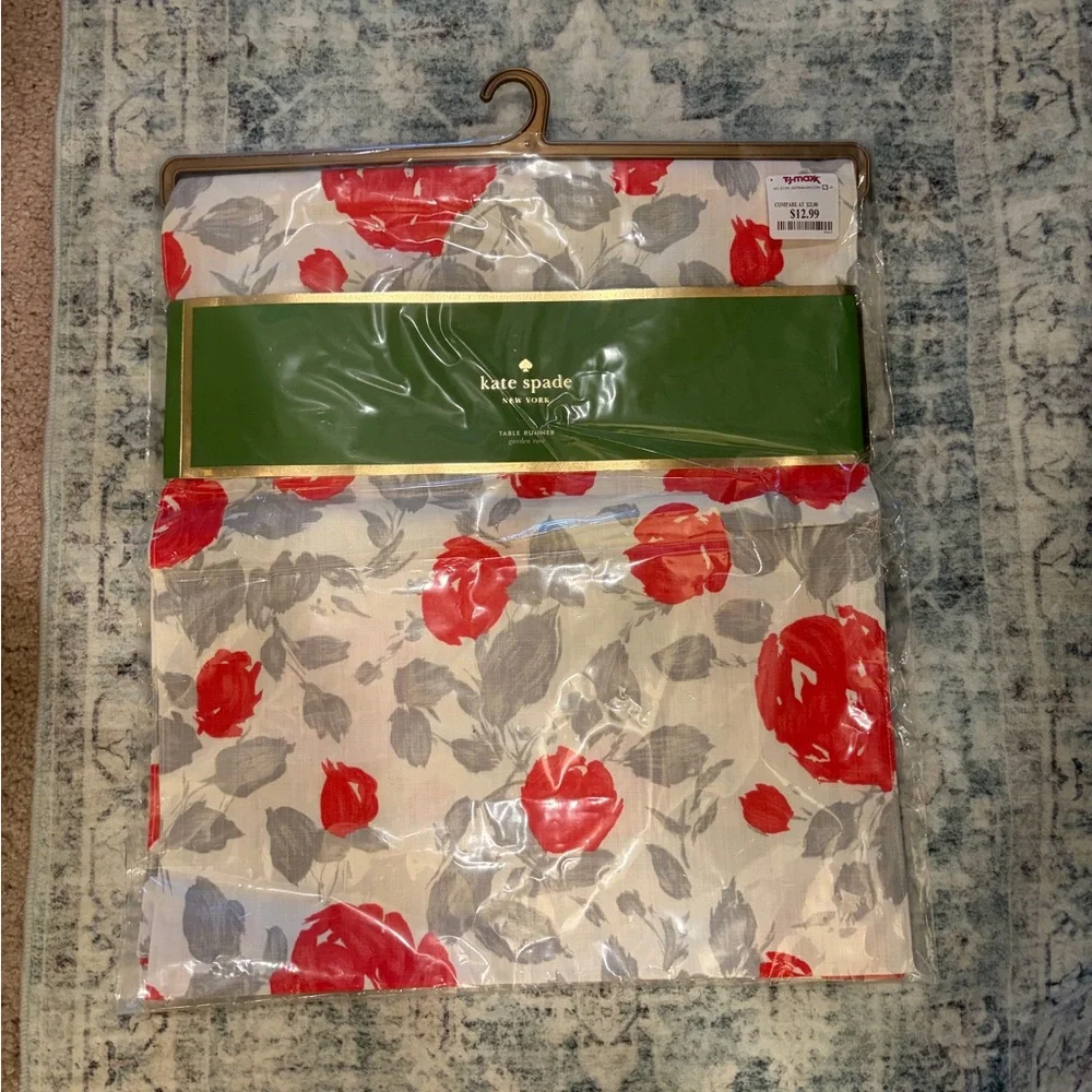 Kate Spade Red and Gray Floral Table Runner - Picture 1 of 3